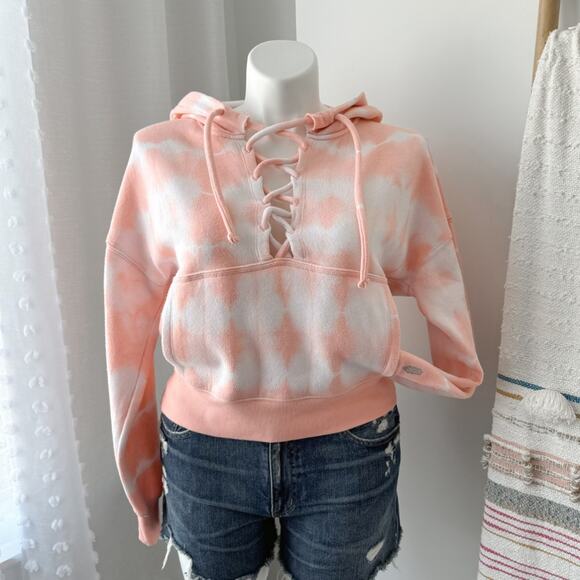 Free People Movement Orange White Creamsicle Fleece Lined Oversized Hoodie Small - Picture 1 of 10